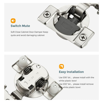 HOME EDIT 5 Pair 5/8 Inch Overlay Soft Close Cabinet Hinges Door Hinges - size: 5/8 inch Overlay