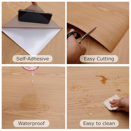 Wood Grain Contact Paper Peel and Stick Wallpaper Self Adhesive Wall Paper for Furniture Countertop Drawer Shelf Liner Cabinet Waterproof Easy to Clean 11.8" X 393" - color: Teak, size: 11.8"W x 393"L