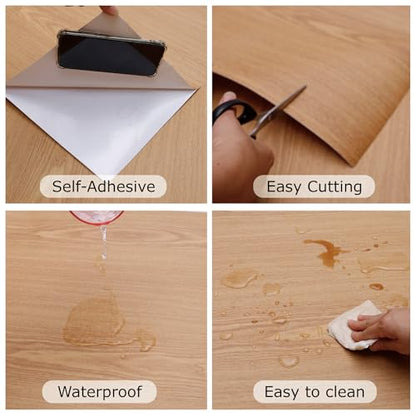 Wood Grain Contact Paper Peel and Stick Wallpaper Self Adhesive Wall Paper for Furniture Countertop Drawer Shelf Liner Cabinet Waterproof Easy to Clean 11.8" X 393" - color: Teak, size: 11.8"W x 393"L