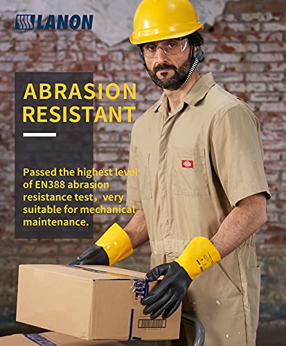 LANON 3 Pairs PVC Chemical Resistant Gloves,Cotton Liner,XXLarge - size: 2X-Large (Pack of 3)