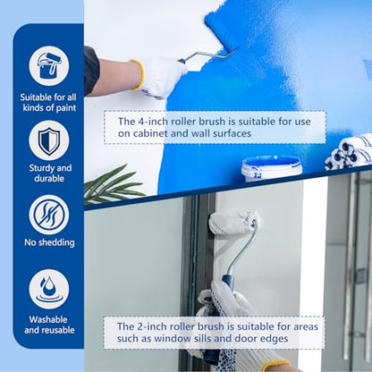 Microfiber Paint Roller, 3/8" Nap, 2 and 4 Inch, 50 Pack - size: 2&4 Inch Paint Roller Kit, 50 Pack