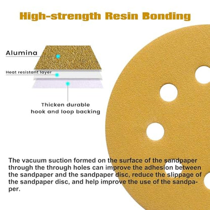 100PCS 5 Inch Sanding Discs 60 Grit Random Orbit Sander Sandpaper - style: Advanced Aluminum Oxide