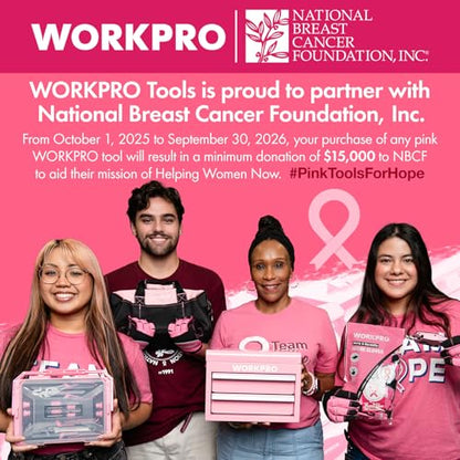 WORKPRO 7-piece Pliers Set, Pliers Tool Set with Comfort Grip - Pink Ribbon - color: Pink