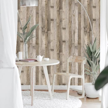 Yun-aeon Natural Wood-Grey Contact Paper Peel and Stick Wallpaper - color: Natural Wood-grey, size: 34.6" x 480"