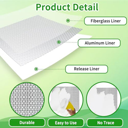 4/6/8 Inch Drywall Repair Kit for Wall & Ceiling, 8 Pack Heavy Duty Self-Adhesive Mesh Patch Kits for Small to Medium Holes with Scraper & Sandpapers