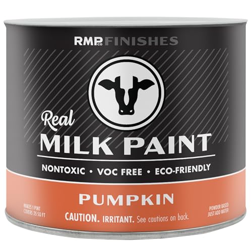 RMP Finishes Real Milk Paint Powder for Wood Furniture, Cabinets, Walls, Brick, and Stone, Matte Finish, Water-Based, Organic, Pumpkin, 1 Pint - color: Pumpkin, size: 16 Ounce (Pack of 1)