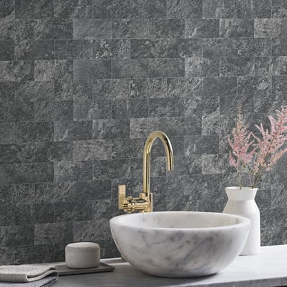 Vamos Tile 100-Pack Peel and Stick Backsplash Tile, 3" x 6" PVC Subway Tile - color: Black Slate