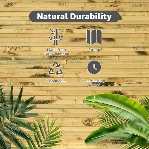 Art3d 48 x 96 in Pole Wrap Natural Bamboo Wall Panel, 2-Pack, Light Burned - color: Light Burned, size: 2-48 inches x 96 inches