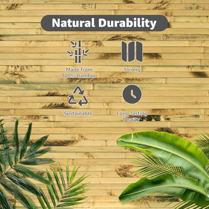 Art3d 48 x 96 in Pole Wrap Natural Bamboo Wall Panel, 2-Pack, Light Burned - color: Light Burned, size: 2-48 inches x 96 inches