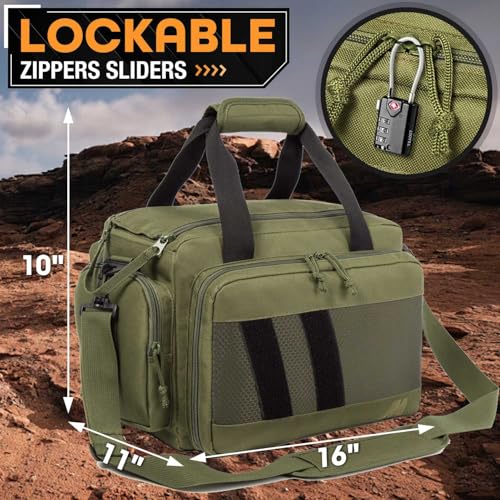 Range Bag -Medium Size Gun Range Bag for Handguns,Pistols and Ammo - color: Green