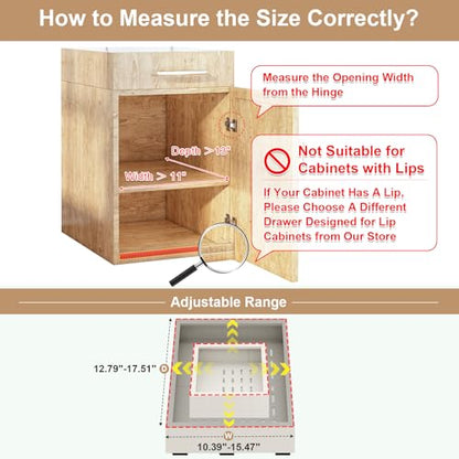 Fokyfok Pull out Cabinet Organizer,11"-16"W,13"-17"D,Expandable,Adhesive - color: White, size: (11"W-16"W)X(13"D-17"D)
