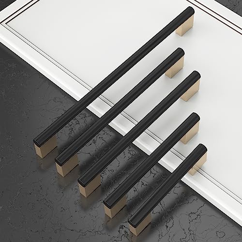 6 Pack 7.5"(192mm) Black and Gold Cabinet Pulls Knurled Kitchen Cabinet Handles Drawer Pulls Cupboard Hardware for Cabinets - color: Black and Gold, size: 7.5"Hole Center, style: 6 Pack