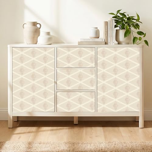 Chunlei Peel and Stick Wallpaper, Beige Diamond Lattice Geometric Pattern, 118in x 17.7in, Waterproof Vinyl, Removable Reusable, Eco-Friendly, for Bedroom Living Room Rental Apartment - color: Beige05, size: 17.7" x 118.1"