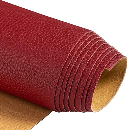 TORRAMI Soft Faux Leather Fabric, 0.64 Yard 54 x 23 in, Coffee PU Leather - color: Burgundy, size: 0.64 Yard (54 x 23 inch)
