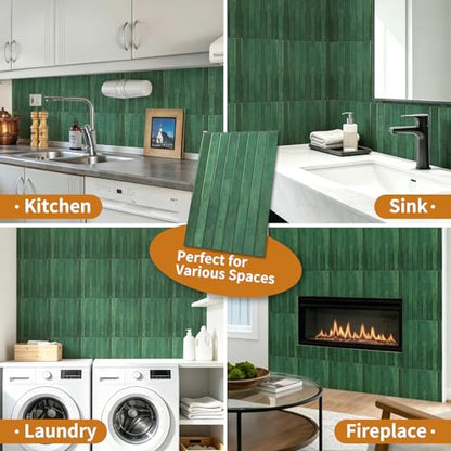 WOWSTAR 10-Sheet Thickened Cyan Peel and Stick Backsplash for Kitchen, Back Splashes Stick on Tile, Waterproof Wall Tiles - color: Cyan
