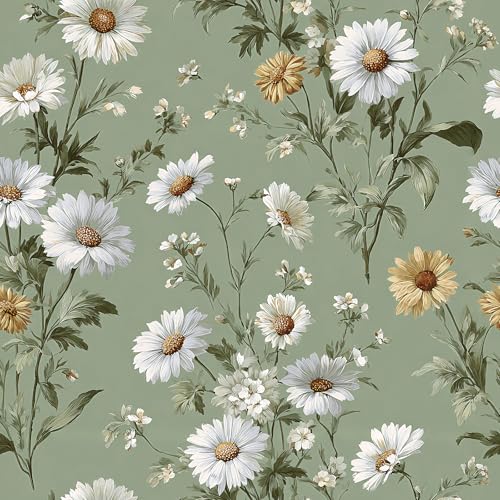Livebor Floral Peel and Stick Wallpaper Green Wallpaper 16.9in x118.1in - color: Floral, size: 16.9" x 118.1"