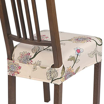 SearchI Dining Chair Seat Covers, Rear Covered(Brown Flower, 4pcs) - color: Brown Flower