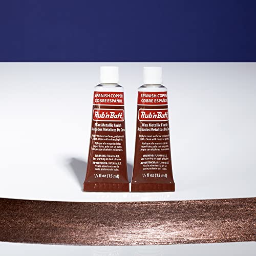 AMACO Rub n Buff Wax Metallic Finish - 2 Rub n Buff Spanish Copper 15ml Tubes - Versatile Gilding Wax for Finishing Furniture Antiquing and Restoration - Rub and Buff Colors Set of Two