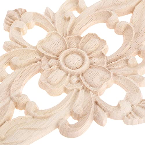 2Pcs Wood Carved Appliques Central Wooden Carving Onlays Furniture Decals - size: 2-Pack, 10.63 x 5.51 inches