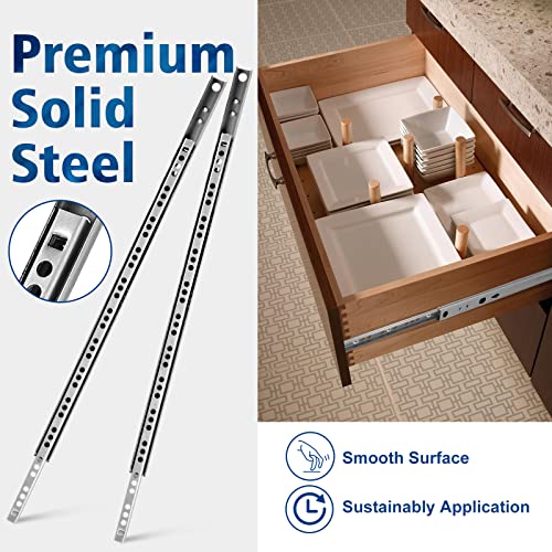 16 Inch Ball Bearing Drawer Slides - 2 Fold Metal Drawer Tracks - 2pcs - size: 16 Inch