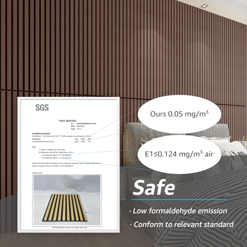 Art3d 6-Pack Soundproof Wood Slat Wall Panel, 94.5 x 7.9 Inch, Deep Walnut - color: Dark Walnut, size: 6Pcs - 94.5 * 7.9 inch