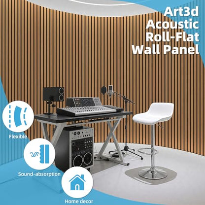 Art3d Roll-Flat Acoustic Wood Slat Wall Panel, 95.3 x 23.8 in, 2-Pack, Teak - color: Teak, size: 2-Pack - 95.3 x 23.8 Inch