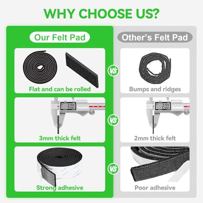 Felt Furniture Pads, Felt Pads for Furniture, 5"x 40" Black Cuttable - size: 1 Roll 5x40 inch