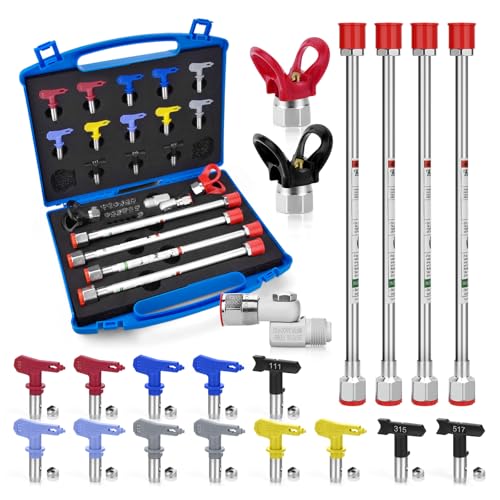 21Pcs Airless Paint Sprayer Gun Tip and Extension Pole Rod Set