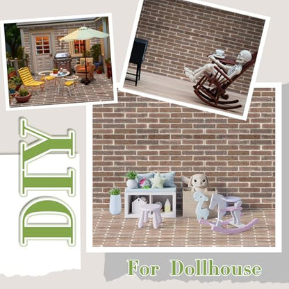 Flutesan 12 Pcs Miniature Dollhouse Wallpaper, Gray Clinker - style: Gray Clinker