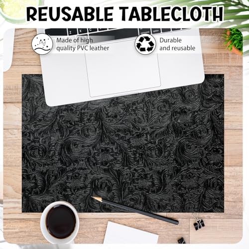 73"x55" Tooled Faux Leather Fabric Floral Embossed 2 Yard Cut