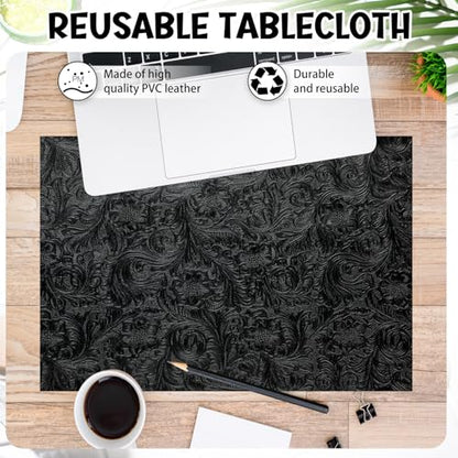 73"x55" Tooled Faux Leather Fabric Floral Embossed 2 Yard Cut