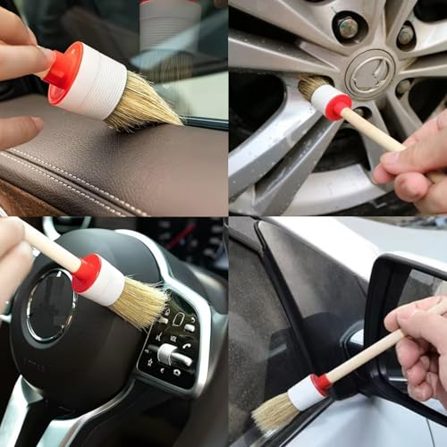 Markeny 6Pack Wood Handle Round Head Paint Brush Set Bristles Smooth Bristle Round Brushes Tool for Stencils DIY Painting Waxing Home Decor