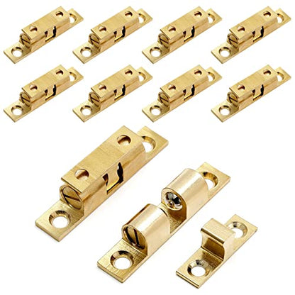 Uenhoy 10 Pcs Solid Brass Dual Ball Tension Latch 2" Gold Tone - color: Gold, size: 50mm, 10pcs