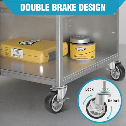 3 Inch Heavy Duty Stem Casters Swivel Wheels with Brake - 3/8" -16 x 1-1/2" (Stem Diameter 3/8", Stem Length 1-1/2"),Set of 4 with Locking Threaded Stem Caster Wheels - Load 600lbs (Grey) - color: Grey