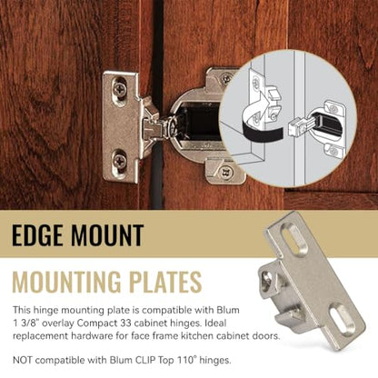 4 Pack Hinge Mounting Plate Replacement for Blum 1 3/8" Overlay Compact 33
