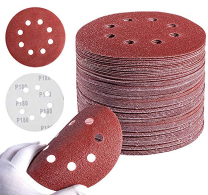 Sanding Disc 5 Inch 8 Hole Hook and Loop Sanding Pads for Orbital Sander 40/60/80/120/180/240/320 Grits-Pack of 72 - style: 40-320 grit