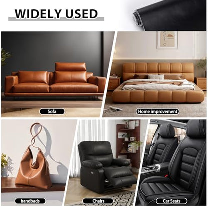 Faux Leather 1.3mm Upholstery Fabric by the Yard 10 Yard Black - color: Black, size: 10 Yard