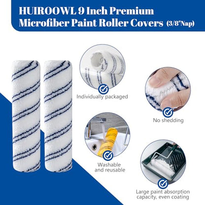 9 Inch Microfiber Paint Roller Covers, 3/8 Nap, 40 Pack - size: 9 Inch Paint Roller Kit, 40 Pack