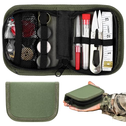 Suncalla 1 Pack Military Survival Sewing Kit Travel Emergency,Army Green - color: Army Green