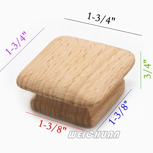 WEICHUAN 10-Pack Solid Wood Knobs for Cabinet Dresser Furniture Drawer