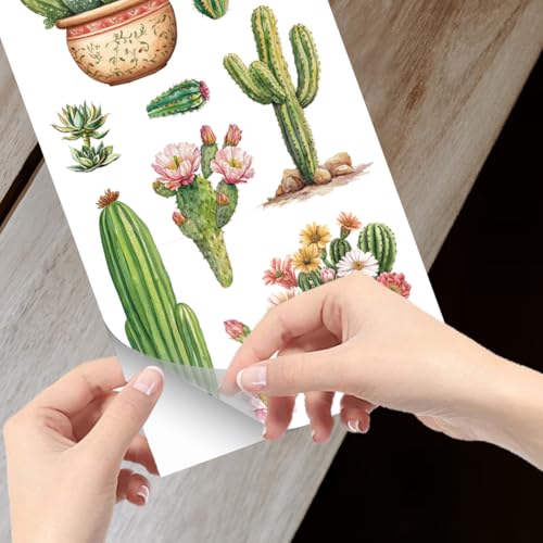 GLOBLELAND 3 Sheets Cactus Rub on Transfer for Furniture 6×12 inch - style: Cactus