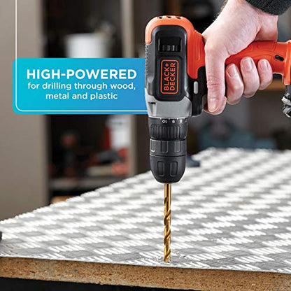 BLACK+DECKER 20V MAX Cordless Drill Kit with ‎Battery, Charger, Includes Double Sided Drill Bit (BCD702C1)