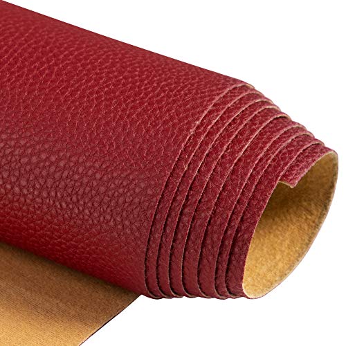 TORRAMI Soft Faux Leather Fabric, 1 Yard 54 x 36 in, Burgundy PU Leather - color: Burgundy, size: 1 Yard (54 x 36 inch)