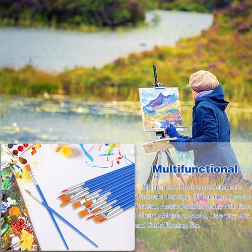 DECYOOL 60 Pcs Paint Brushes, Round Flat Small Brush Bulk for Painting - style: MIX(30Flat +30Round)