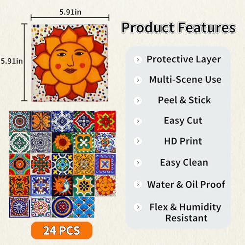 24 PCS Peel and Stick PVC Tile Stickers Waterproof Removable - color: Style a, size: 6 x 6 Inch