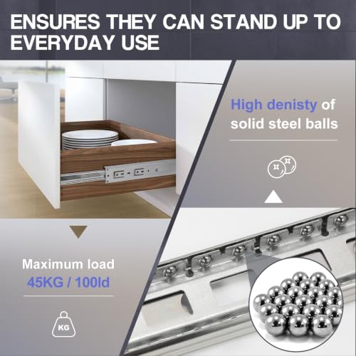 Soft Close Drawer Slides 16 Inch - Silver, 1 Pair (2 Pieces) - color: Silver, size: 16 Inch