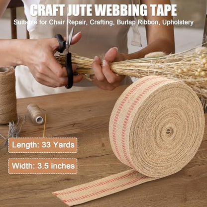 33 Yards Craft Jute Webbing Tape, Width 3.5" W Roll Webbing Tape