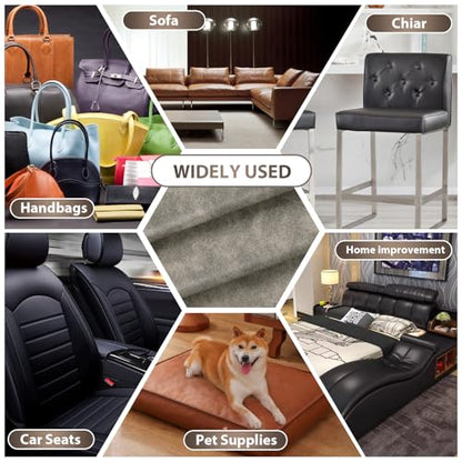 Faux Leather Vinyl Upholstery Fabric by The Yard, 1.3mm Thick Soft Anti-Scratch Durable Marine Vinyl Fabric Synthetic Leather for Sofa Bags Chairs Car Seats DIY Crafts, 1 Yard 55" x 36" (Grey & Beige) - color: Grey & Beige, size: 1 Yard