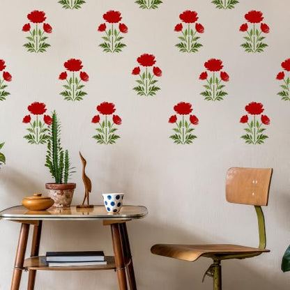 NAKLEO Painting Stencil for Crafts A5 5.9” x 8.3”, Eastern Poppy Pattern - color: Eastern Poppy, size: A5