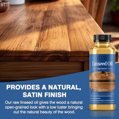 Raw Linseed Oil for Wood Protection - Refreshes Wood Naturally - 7.1 oz - color: Yellow
